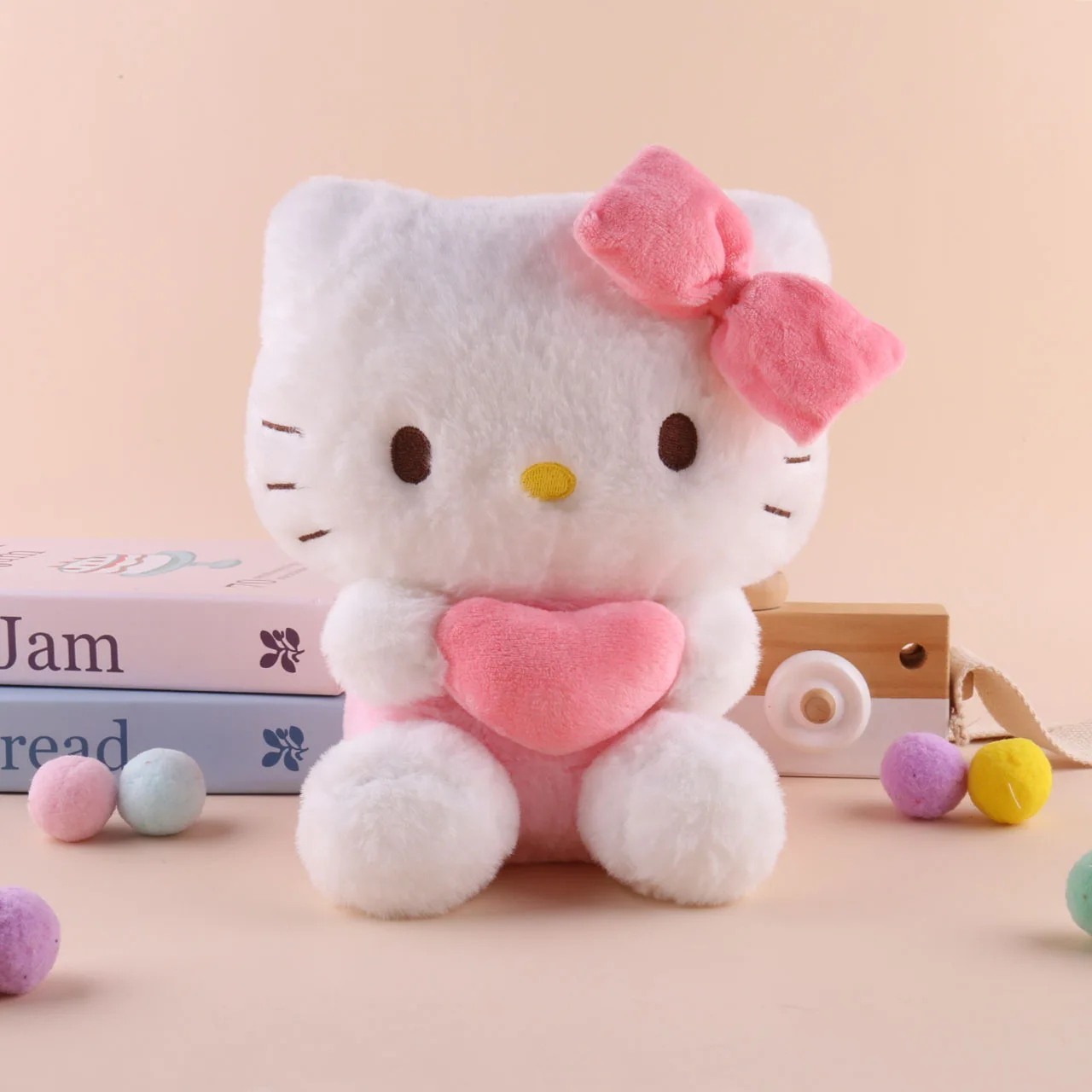 22cm Sanrio Hello Kitty Kuromi Poduszka KT Pluszowa zabawka Dziewczynki Miękkie wypchane zwierzę Zabawki Serce Moja melodia Cinnamoroll Rzeczy Lalka