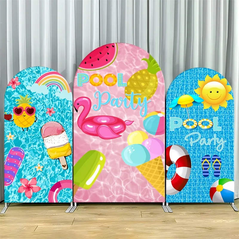 

Arch Backdrop Cover Single Side Pool Water Flamingo Pineapple Ice Cream Party Decoration Photo Booth Background Event Supplies