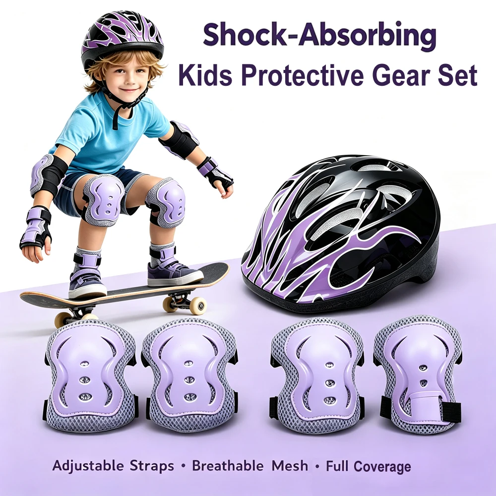 All-Round Impact Protection Kids Helmet & Pad Set, 3-10 Years, Perfect for Skiing, Roller Skate, Bike, Scooter Outdoor Adventure