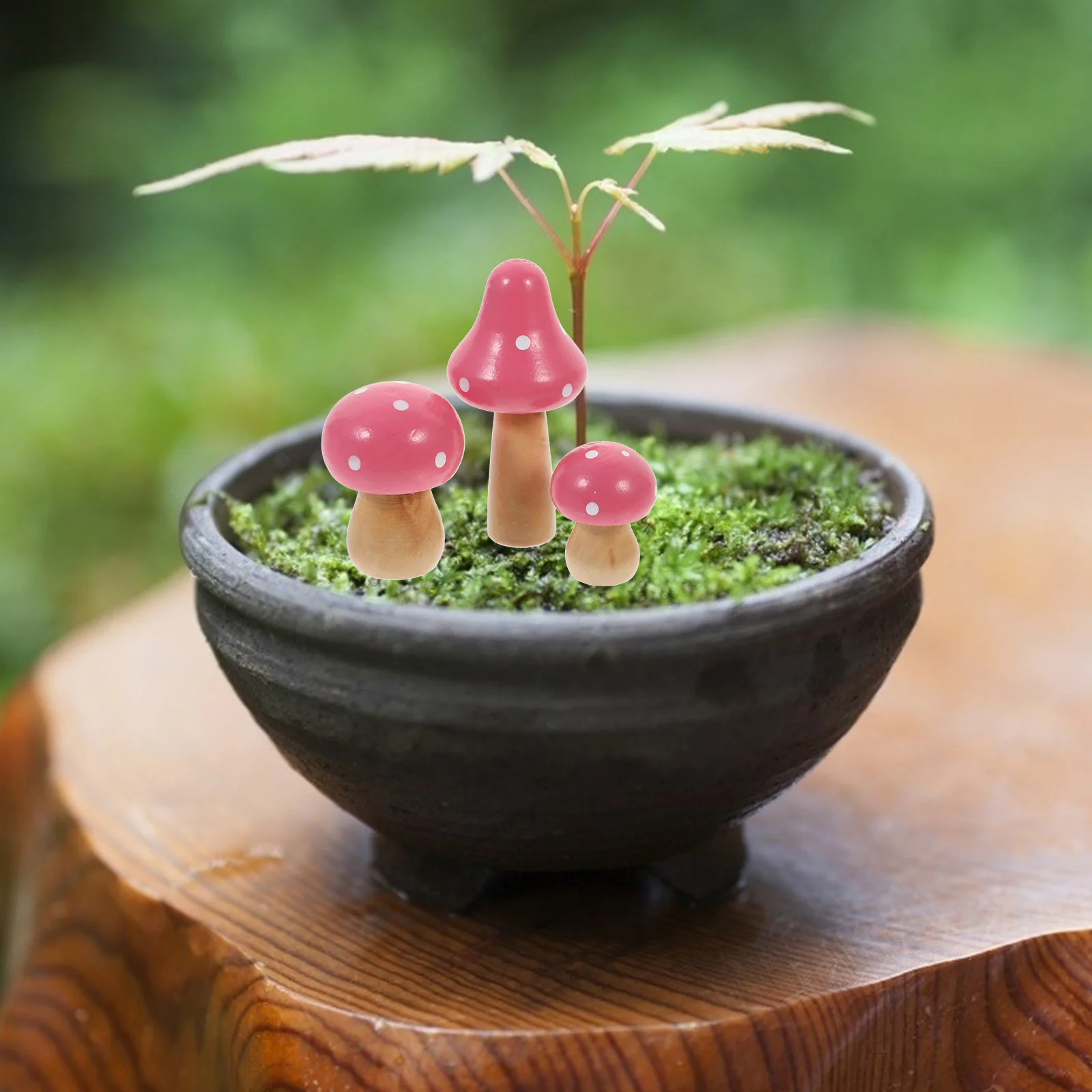 

3 Pcs Color Mushroom Ornament Simulated Sculpture Desktop Artificial Mini Wooden