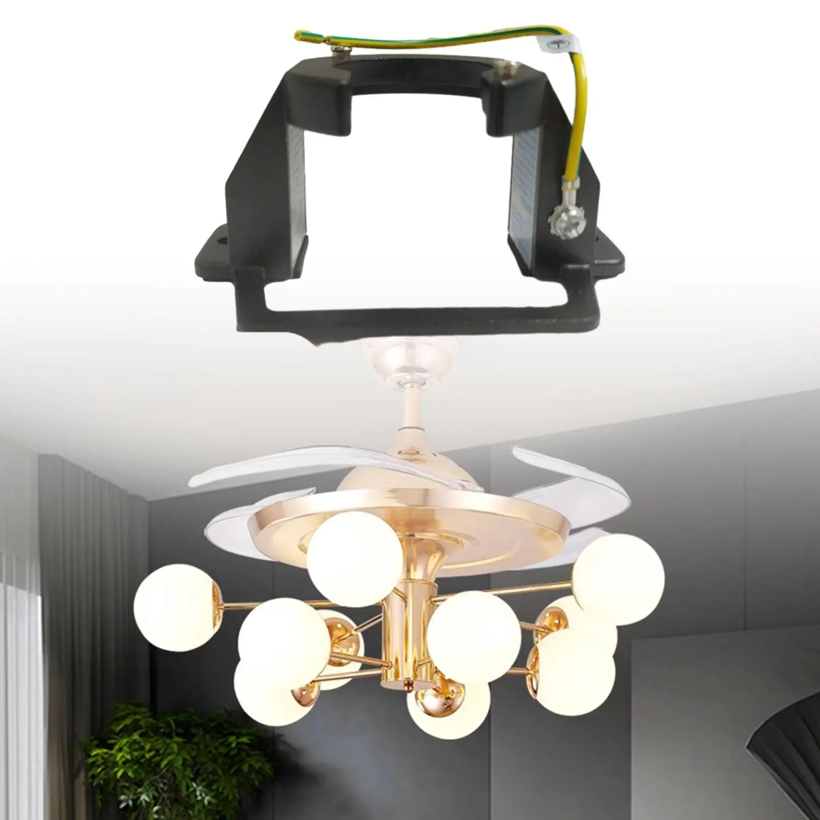 

Ceiling Fan Mounting Bracket Light Fixtures Base Black Support Mount Bracket