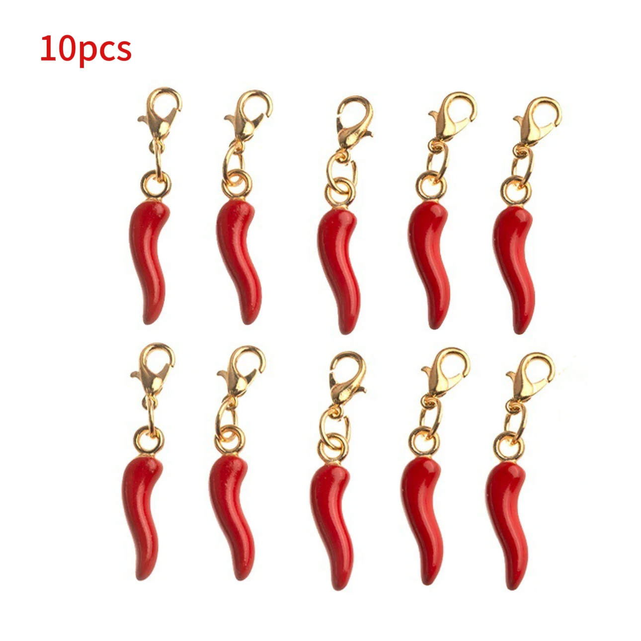 10PCS Divertidos Colgantes de Aceite de Chile Rojo en Forma de Gota, Accesorios de Joyería de Aleación DIY, Accesorios para el Cabello, Diademas, Llaveros, Abalorios para Bolsos