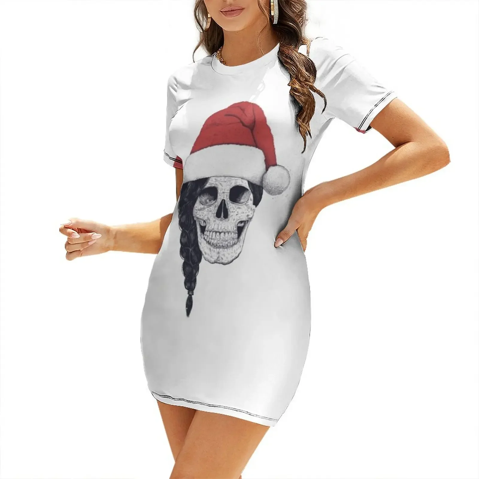

Christmas skull Short-Sleeved Dress women clothes Women's summer suit Women's summer skirt clothes Dress