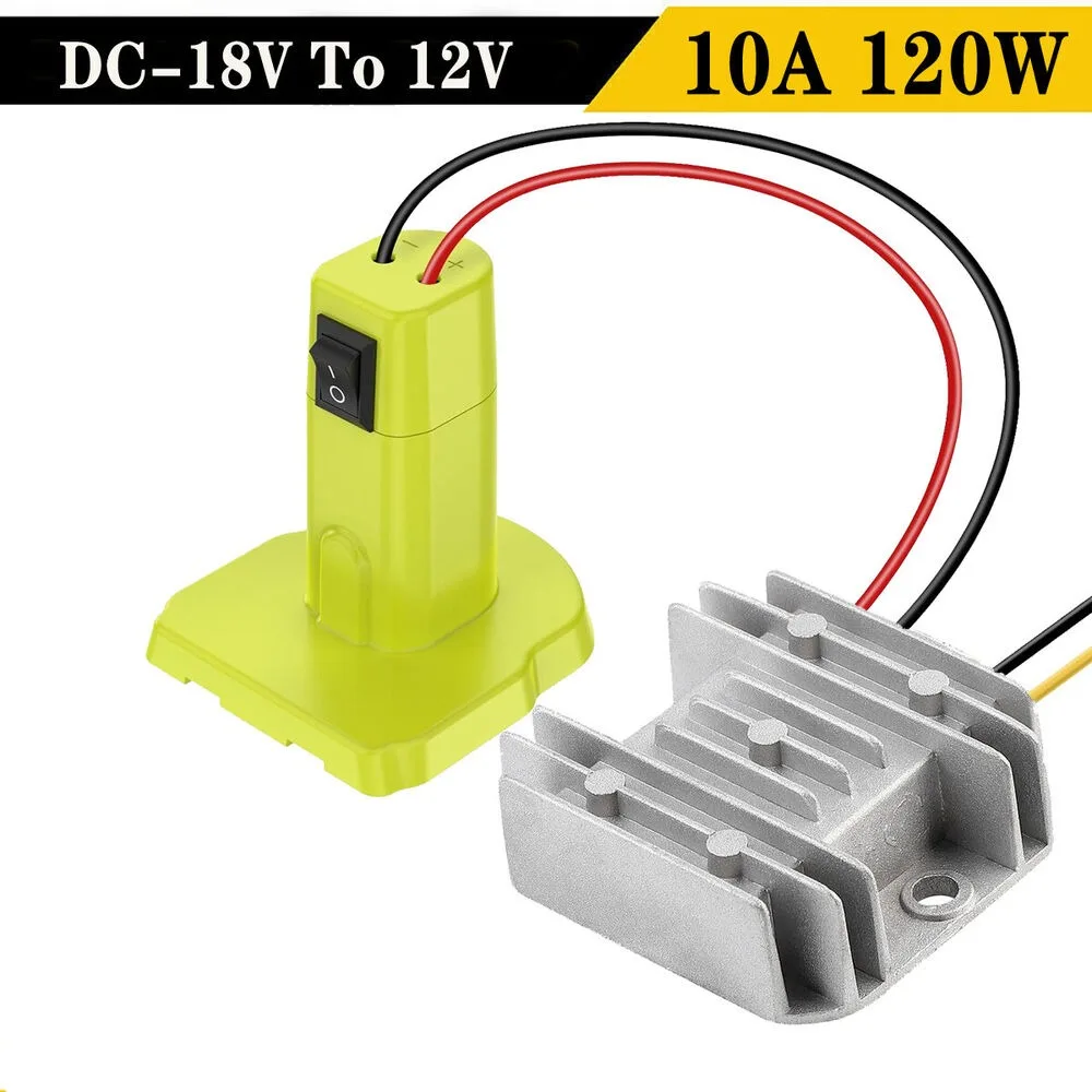 Понижающий преобразователь Aadpter для литий-ионных аккумуляторов Ryobi, 10 А, 120 Вт, 18 В постоянного тока в 12 В постоянного тока, регулятор напряжения колеса с переключателем