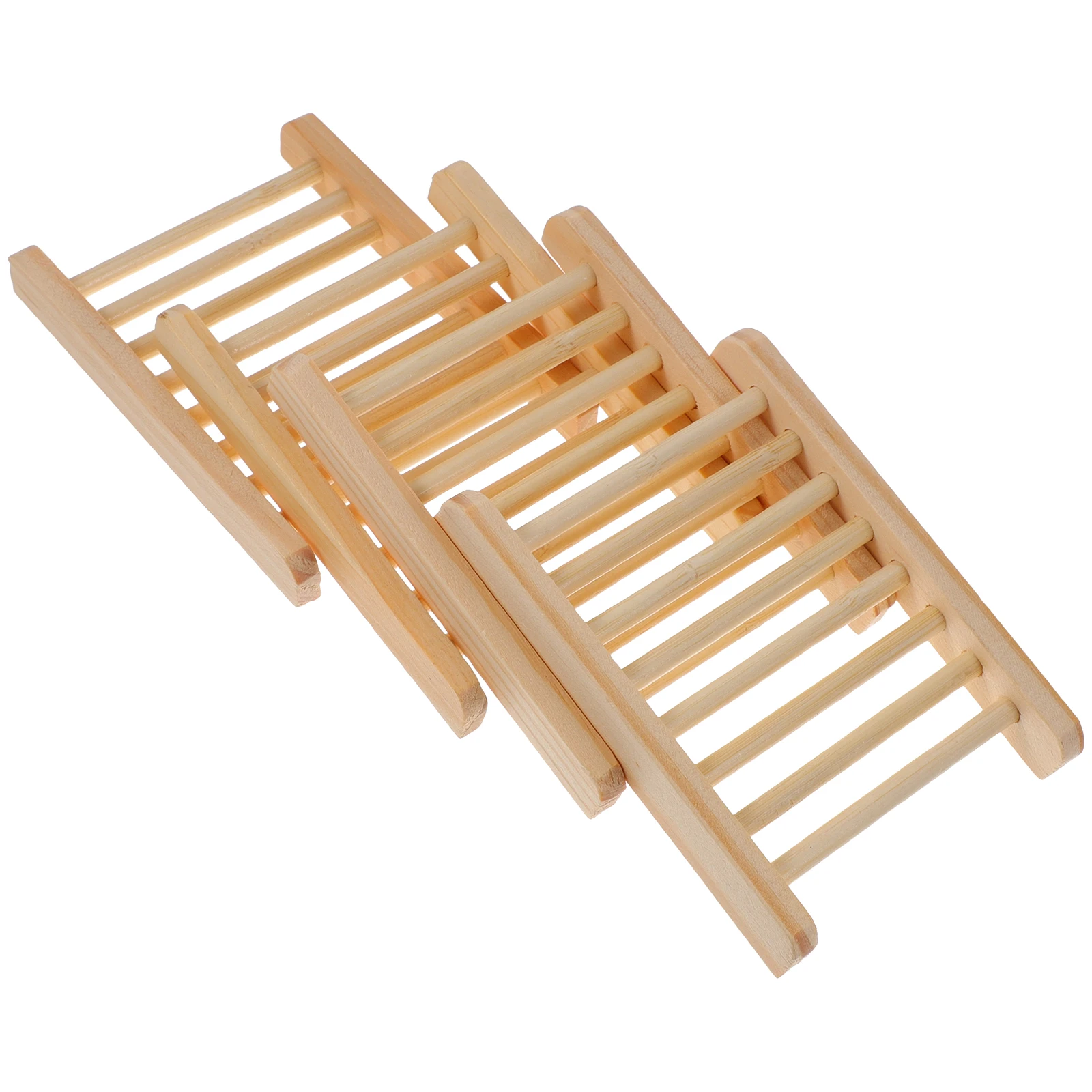 

4 Pcs Wood Soap Dish Self Draining Kitchen Sponge St Bathroom Laundry Wooden Countertop Travel Hollow Out Soap Tray