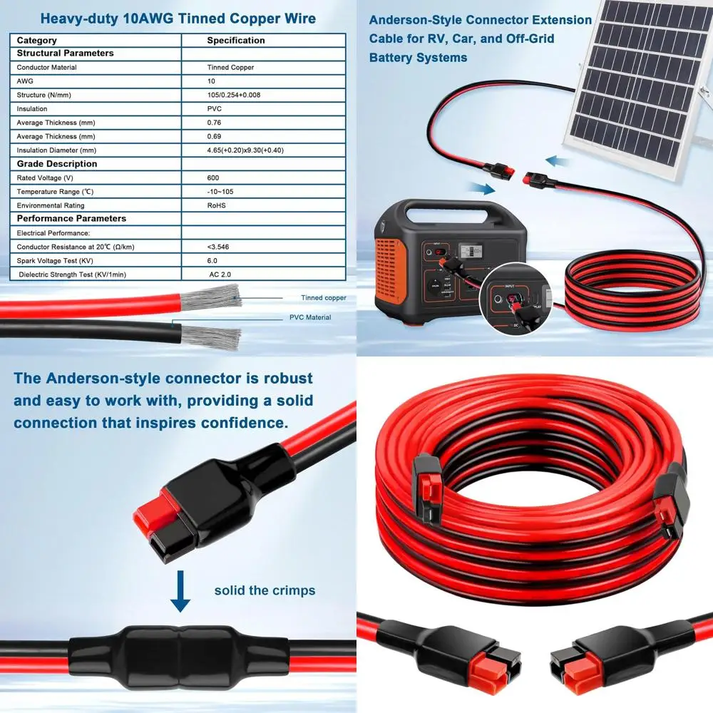 

30-Foot 10AWG Extension Cord with 30A Connector, Tinned Copper Stranding, PVC Insulation, Suitable for Power Control and RV Appl