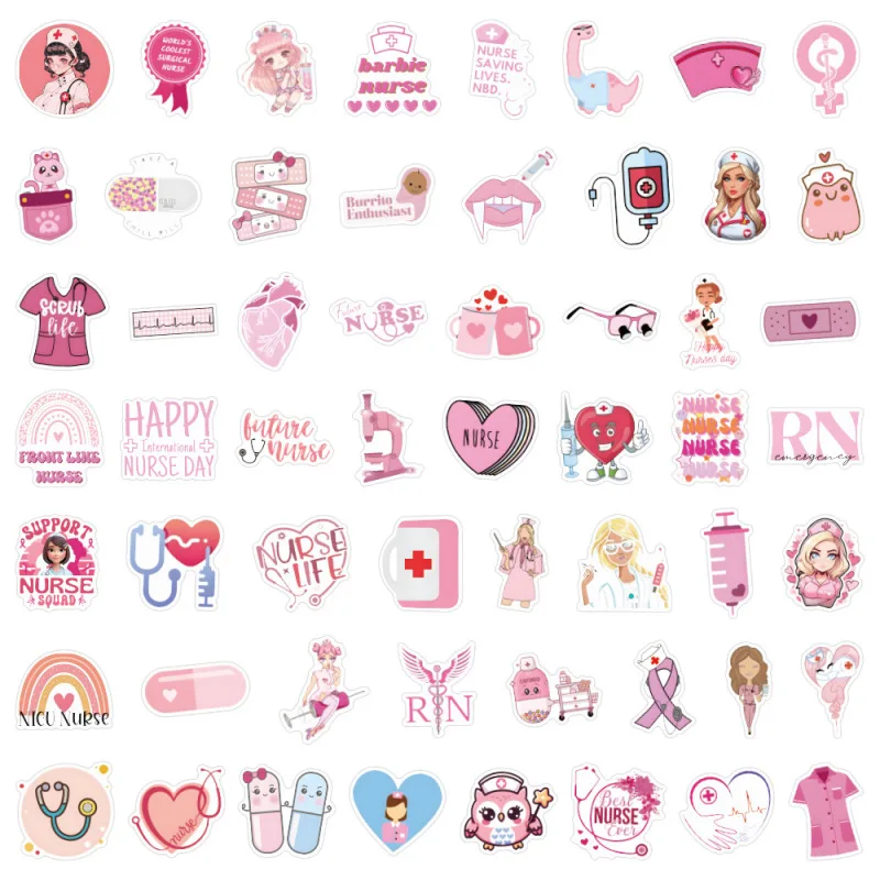 10/50/100Pcs Pink Nurse Stickers Graffiti Waterproof Sticker Luggage Suitcase Notebook Laptop Motorbike