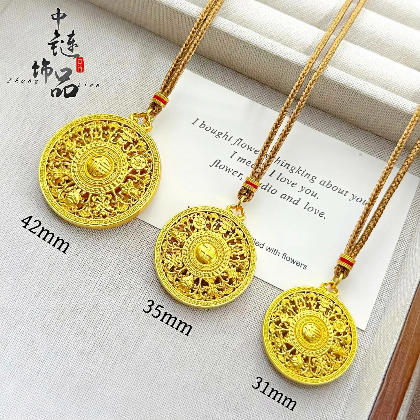9999 gold swastika fortune eight treasure compass pendant fortune compass pendant wholesale