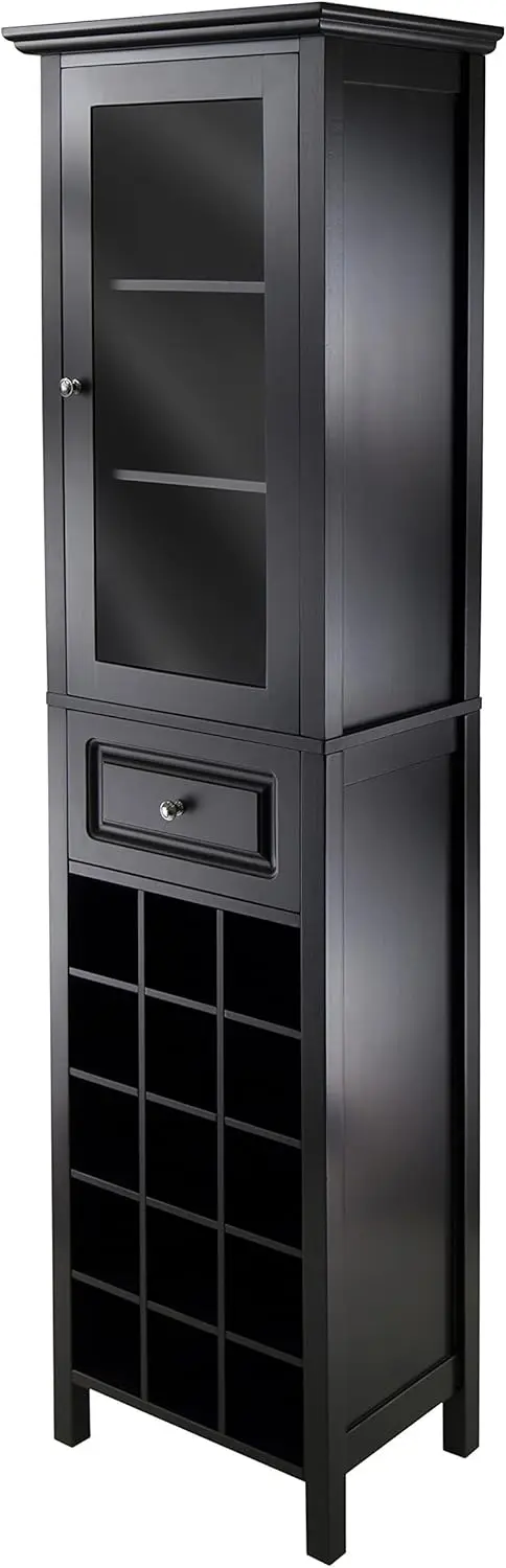 

Wood 15-Bottle Wine Cabinet, Black (20667)