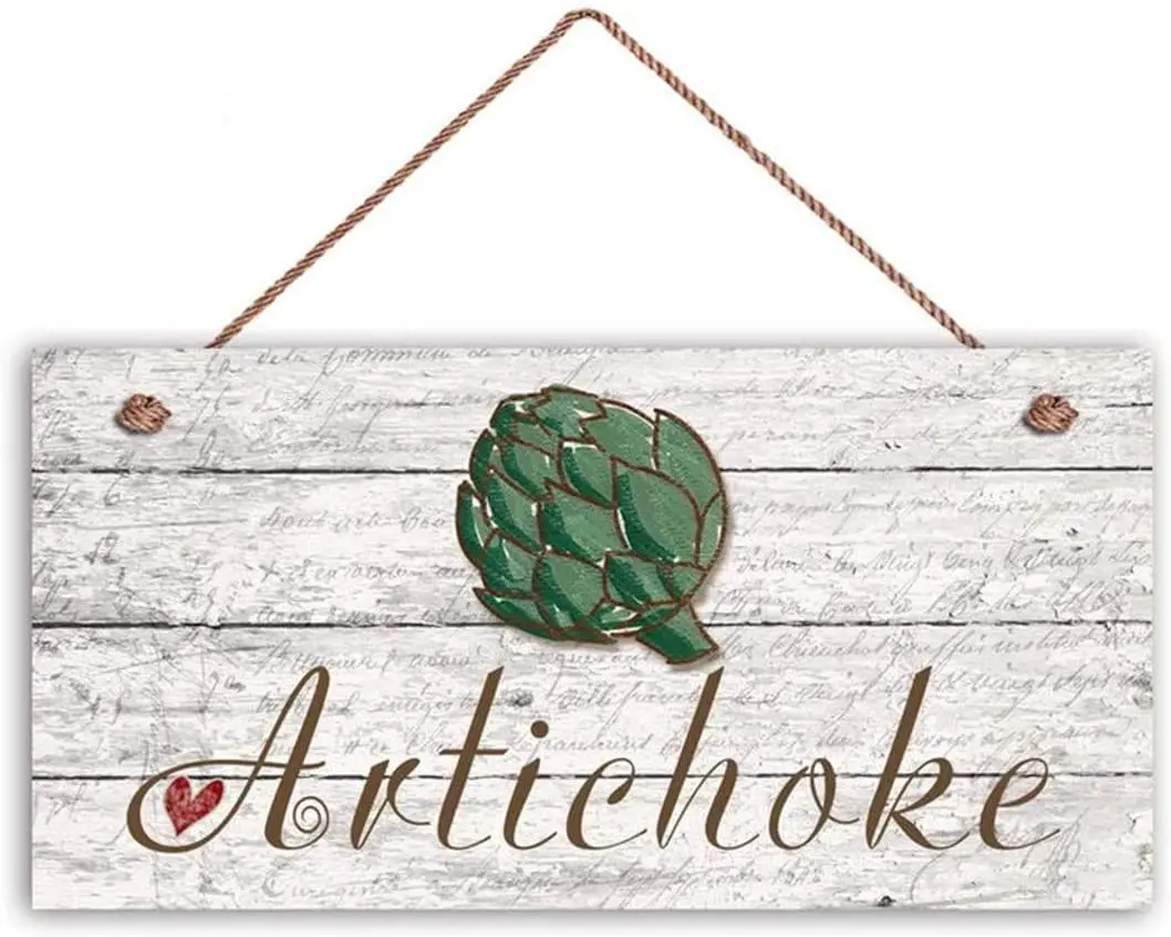 MAIYUAN Artichoke Sign, Garden Sign, Rustic Decor, Distressed Wood, 10x5 Sign, Vegetable Sign, Gift for Gardener(BB1233) sign