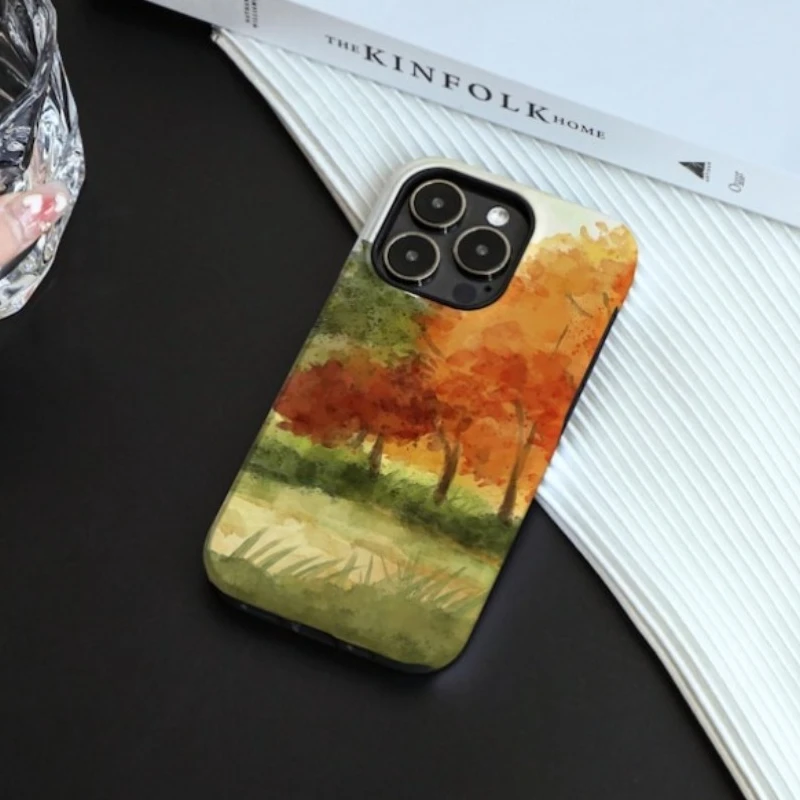 

Магнитный чехол для телефона IPHONE 17, 16, 15, 14, 13, 12, 11, 16e Air PRO Plus, красновато-коричневый кленовый принц, жесткий акриловый противоударный чехол