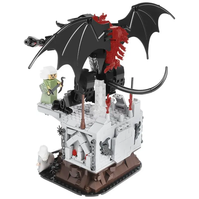 MOC Lordes Ring Balrogs Monster Battle Scene Building Block Horror Demon Flame Action Figures Building Blocks Kids Toys Gift