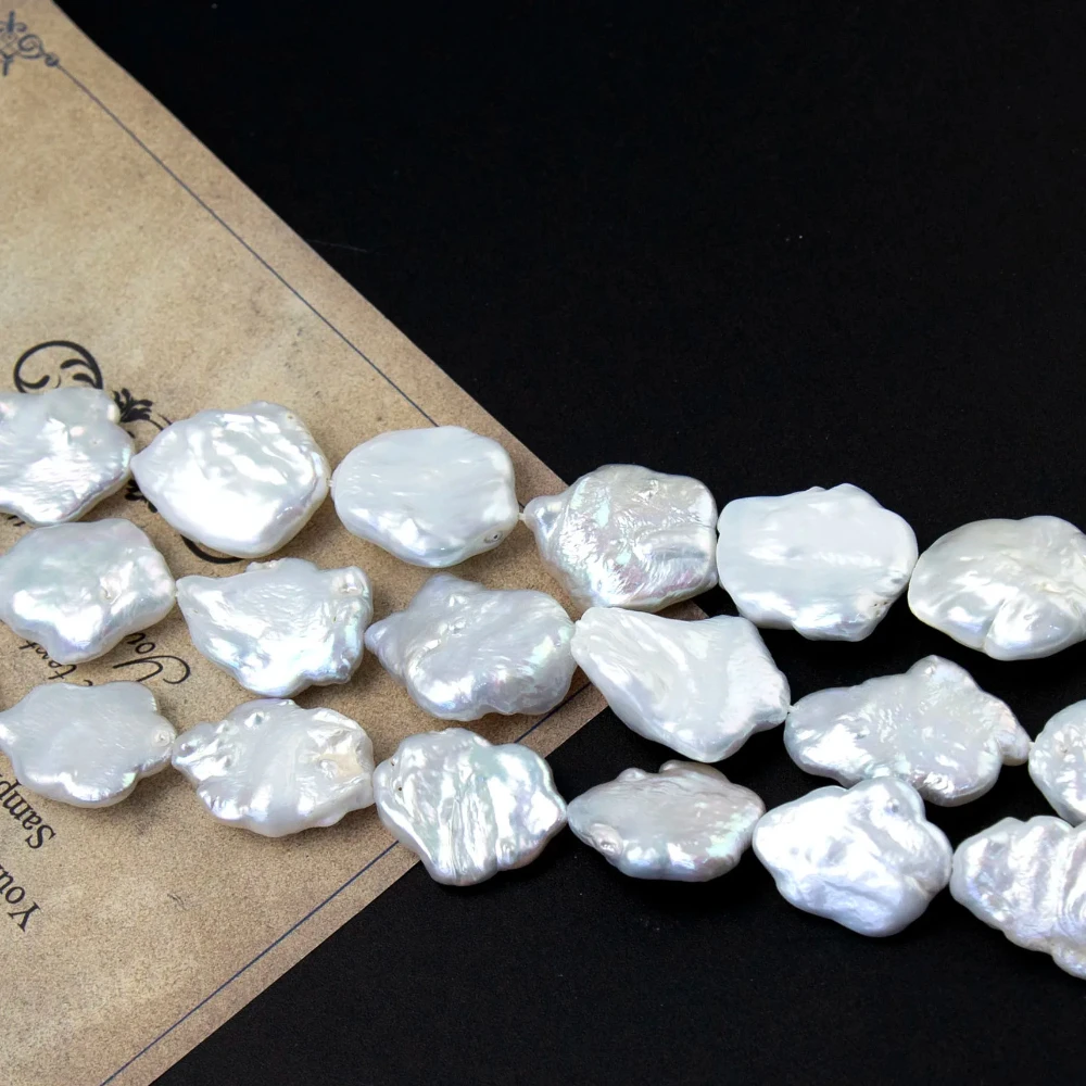 

Natural Freshwater Pearl Beads 17-19x20-25mm White Plum Blossom Shape for Jewelry Making DIY Necklace Bracelets Accessories