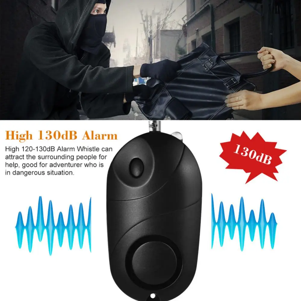 High 120-130dB Self-Defence Alarm Woman and Child Safety Alarm Emergency Flashlight High Decibel Sound Crisp