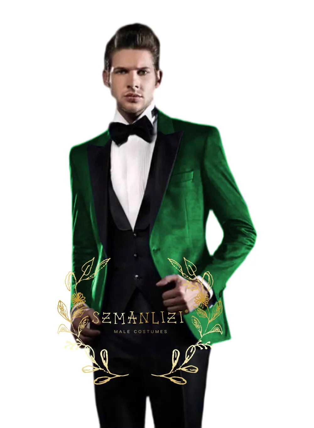 Slim Fit Mens Suits Groom Tuxedos For Wedding Custom Made Party Gold Velvet Smoking Jacket Pants Vest Male Fashion Costume