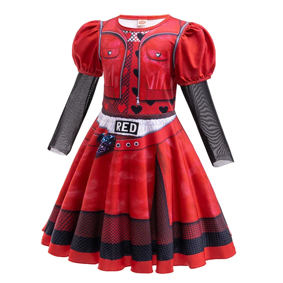 Descendants The Rise of Red Costumes Girl Carnival Costumes Kids Party Cosplay Dress Halloween Party Girls Halloween 3-12Y