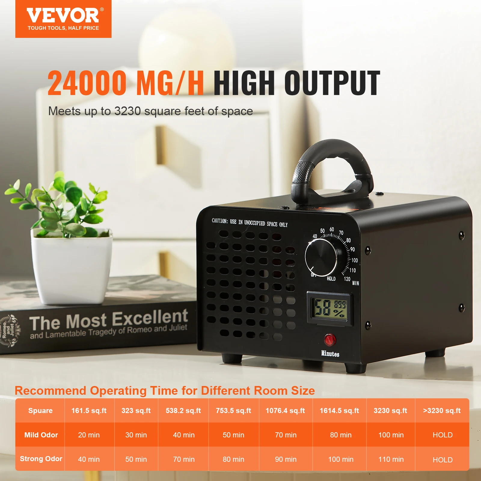 VEVOR Ozone Generator 12000 36000 24000mg/h Ozone Machine Odor Remover High Capacity Commercial/Industrial Ozone Generator  Home