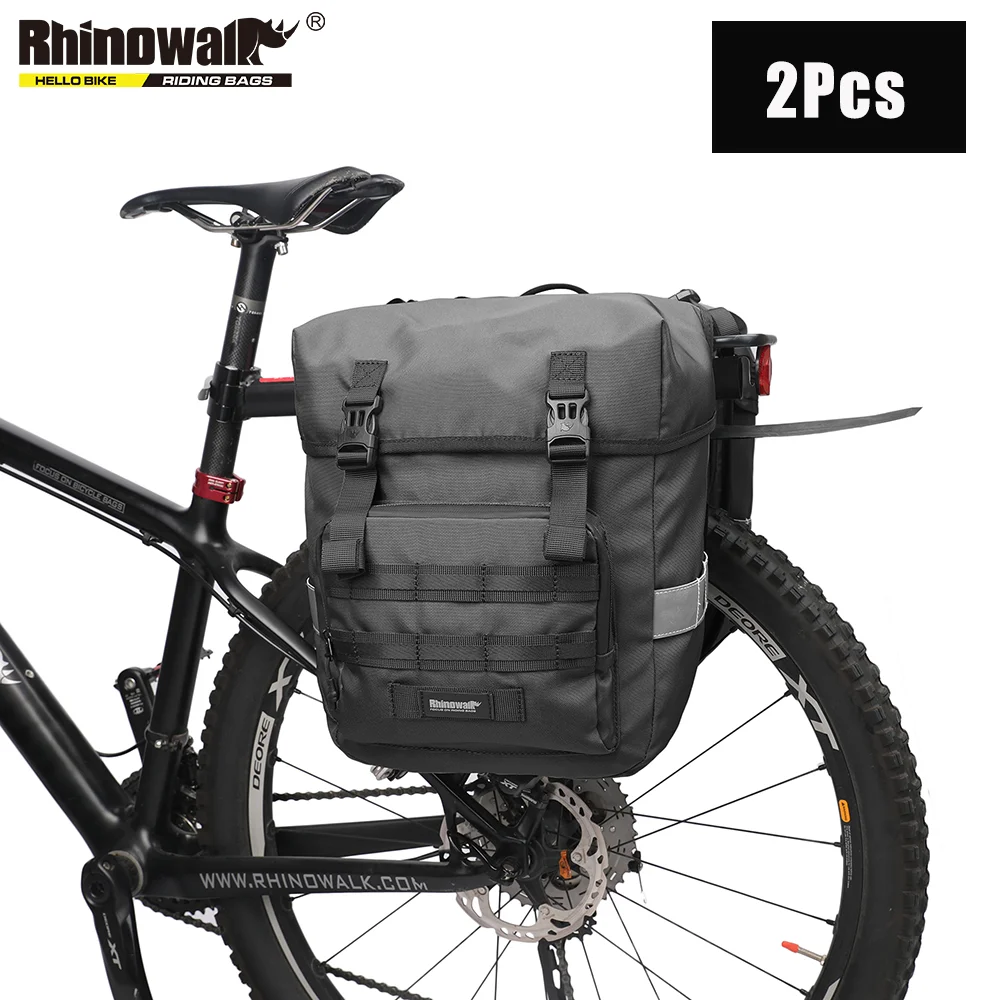 Rhinowalk Bike Bag Double Side Bag 40L Bicycle Pannier Trunk Bag Outdoor Travel Cycling MTB Road Bike Rear Rack Case Luggage