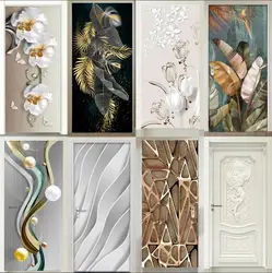 custom Door Sticker Modern 3D Abstract Wallpaper Living Room Art Door Poster waterproof Self-Adhesive Mural wall Stickers