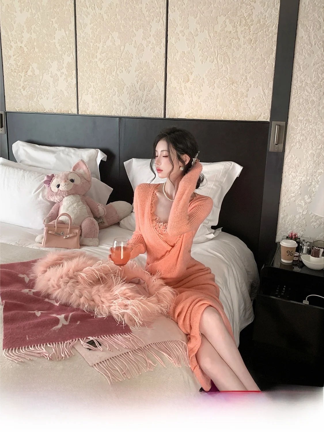 

Sy Lazy Knitted Cardigan Strap f Skirt Tee-piece Set Soft Cozy Autumn Winter New Sle Ele Slim Fit Ladieswear