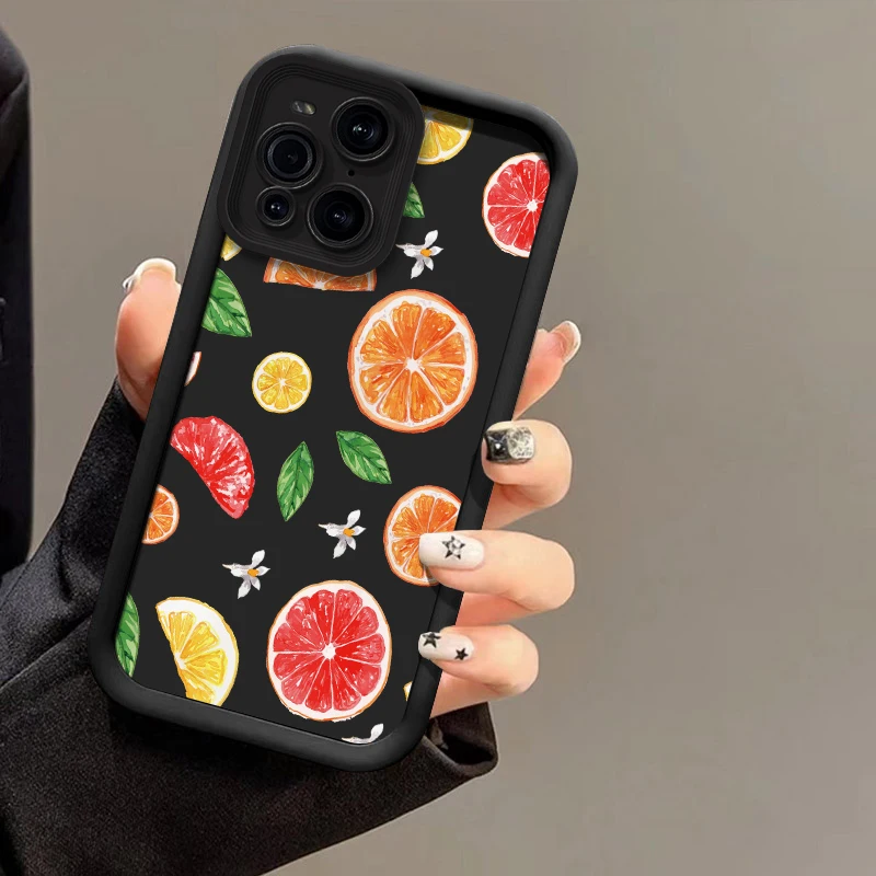 حافظة هاتف غير لامعة مقاومة للصدمات لهاتف OPPO Find X3 Lite X8 X5 Pro F19S F9 F17 F19 Pro Plus F21 غطاء طباعة فاكهة الليمون والكرز والبرتقالي
