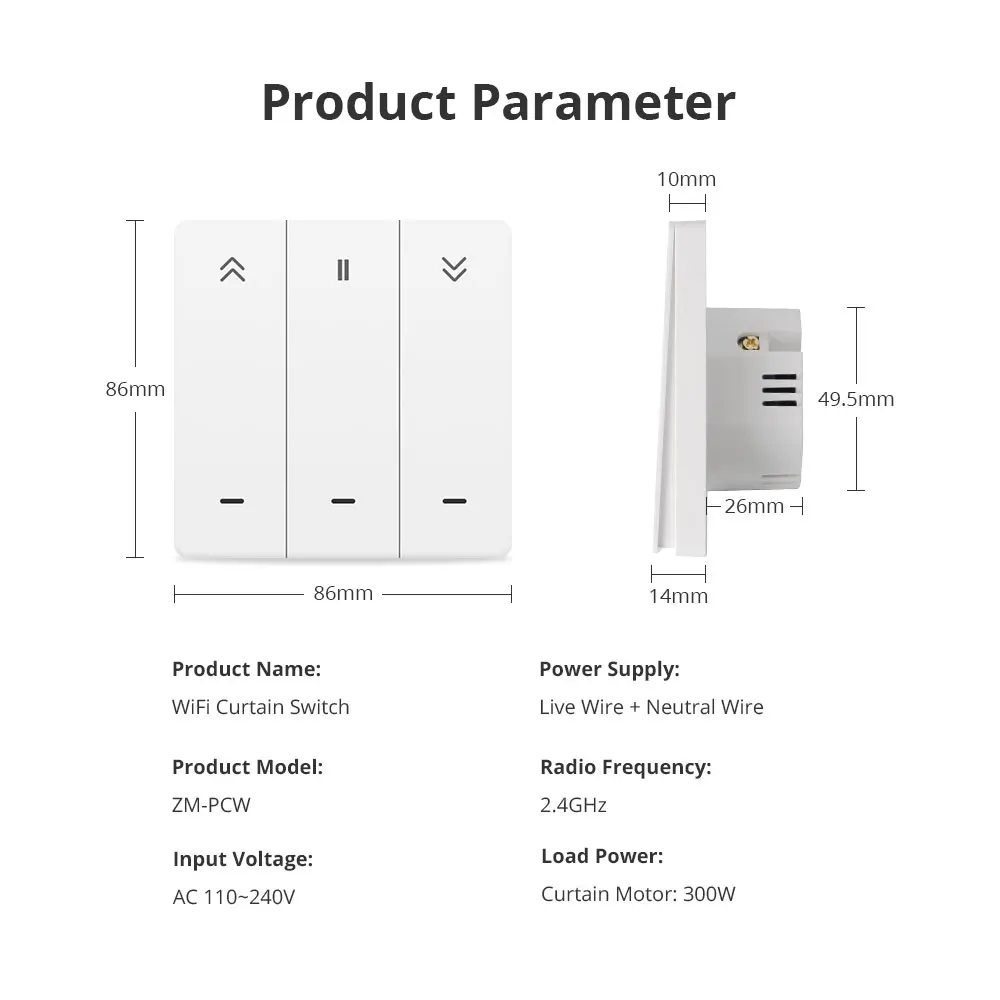 Zemismart – interrupteur mural tactile tactile, wi-fi, Tuya, pour ombrage, Alexa, Echo, Google Home, Smart Life, minuterie