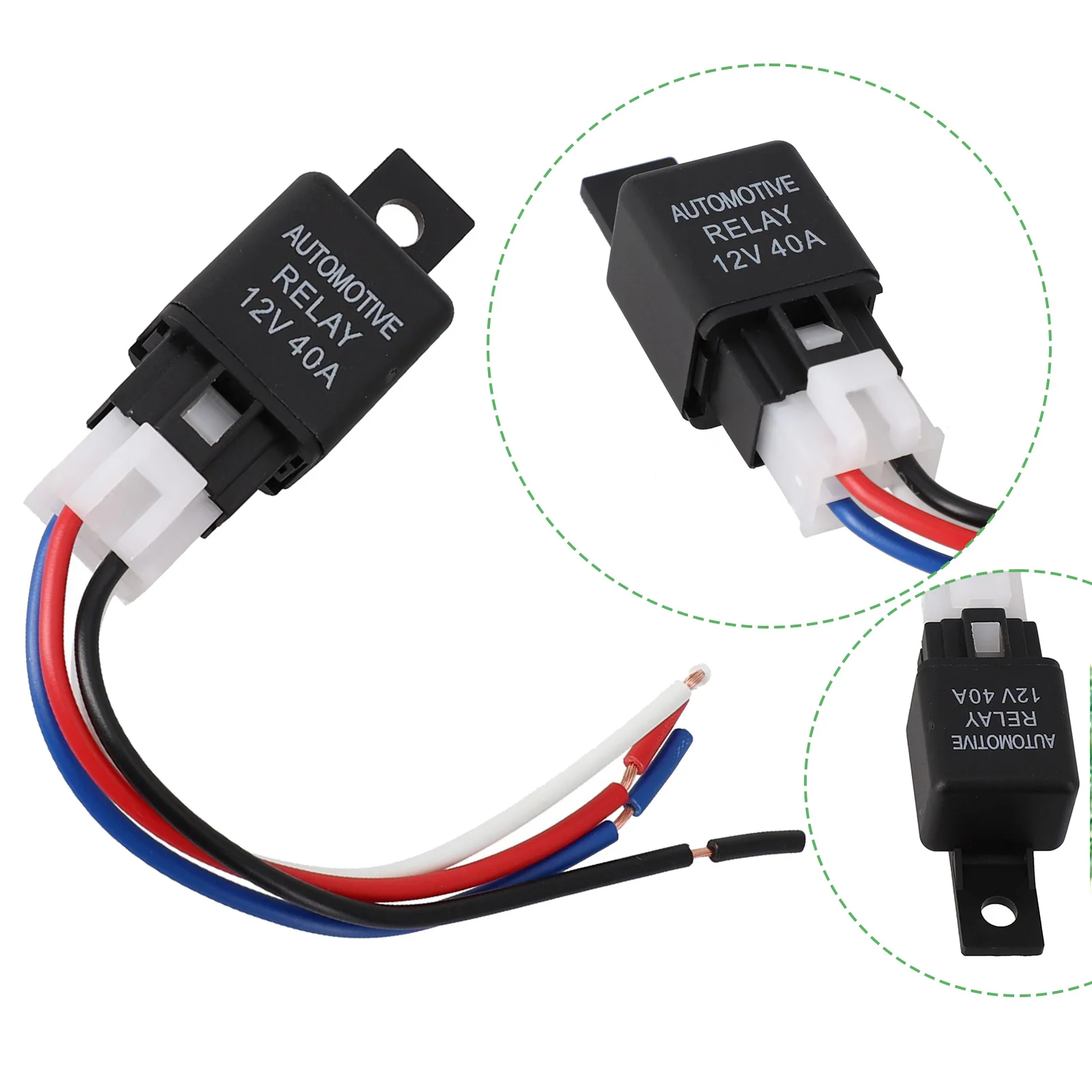 Car Van Boat Bike SPST Relay 12V 40A with Cable for Alarm Remote Start Trunk Release Fog Light and Air Wiring Needs