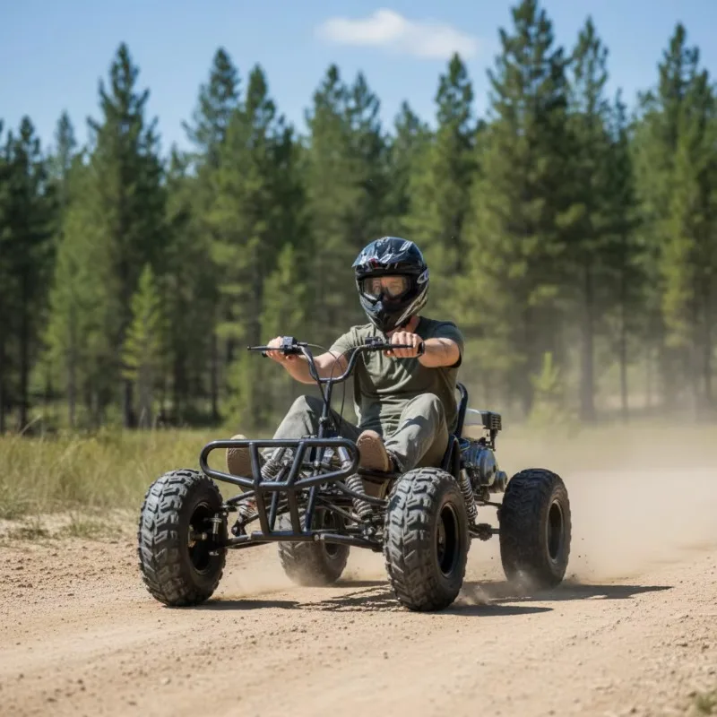 Customized 208cc GasPedal Off Road Go Kart for Adults8/10 Inch Tires All Terrain Racing CartAffordable Luxury for Outdoor Sports