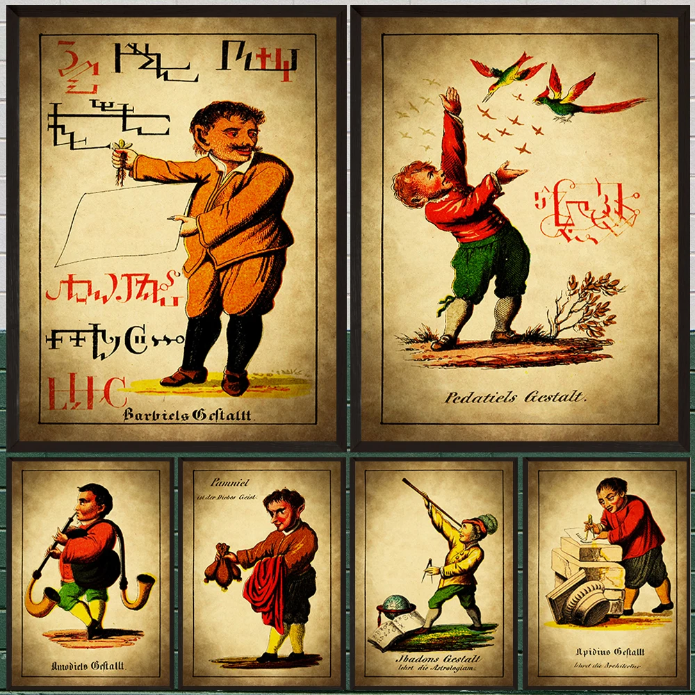 

Magic Naturalis Et Innaturalis Vintage Wall Art Canvas Painting,Pagan Wicca Alchemist Art Poster Print,Dark Academia Home Decor