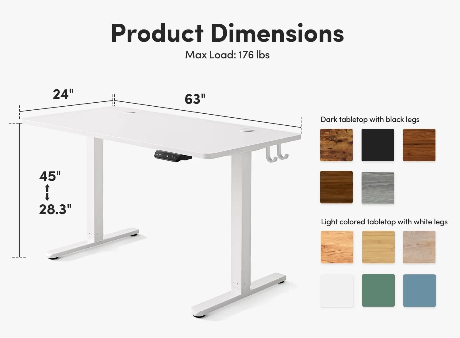 Fezibo-In Hoogte Verstelbaar Sta-Bureau, Opstaande Tafel, Zitstandaard, Bureau Voor Thuis En Op Kantoor Met Splitsbord, 63X24 Inch