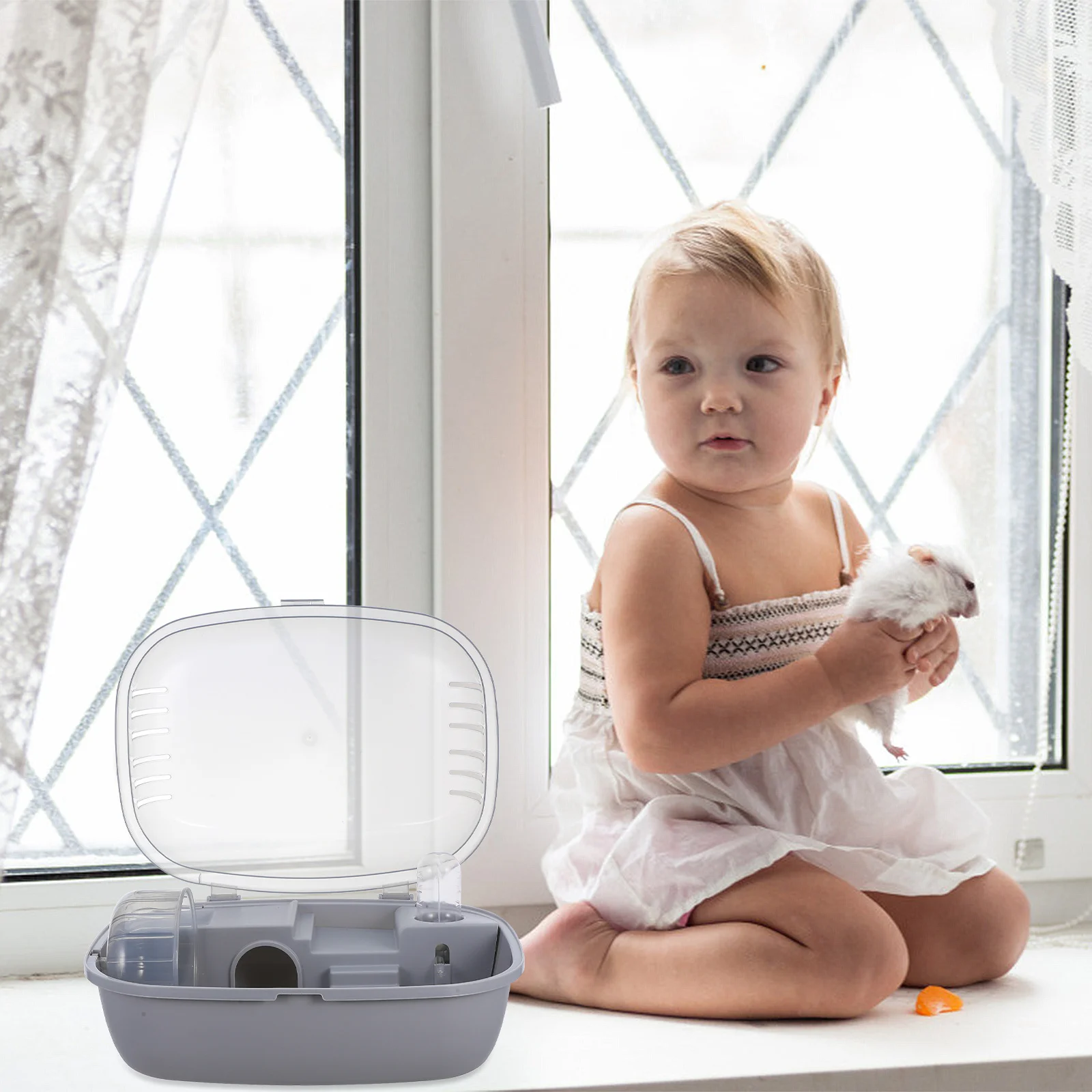 قفص هامستر محمول حامل حيوانات صغير للفئران خنزير غينيا شينشيلا القنفذ السفر التخييم تنفس Abs الحيوانات الأليفة #3