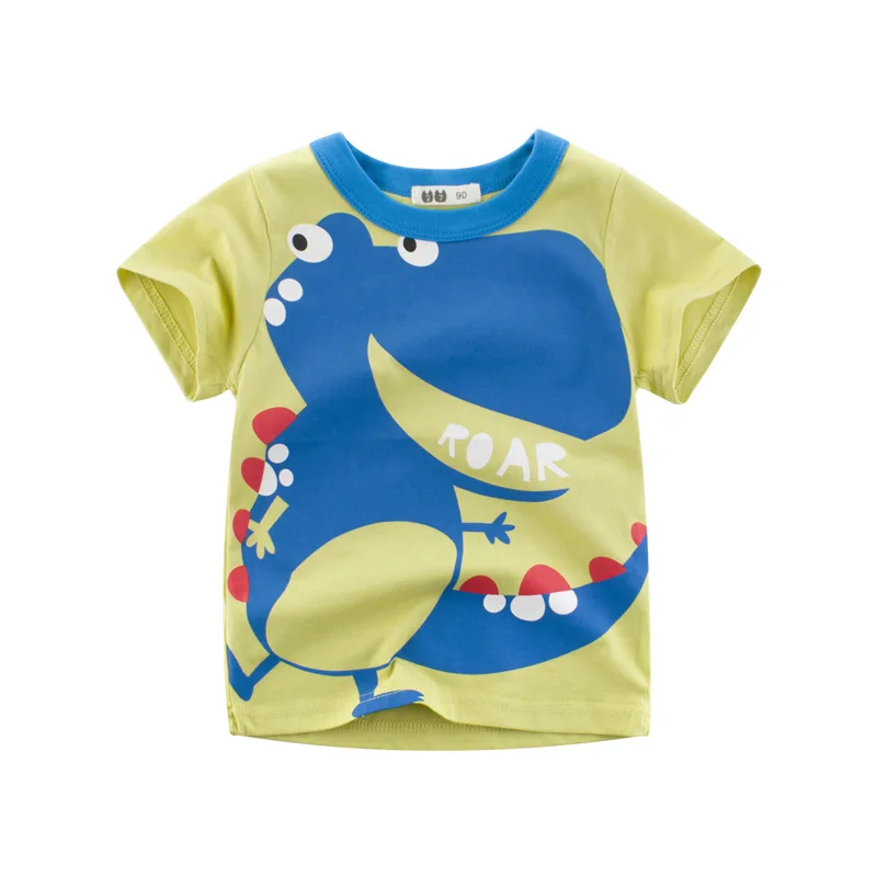 Cartoon Dinosaurier T-Shirts Jungen Sommer neue Kinder Kurzarm Baumwolle Top T-Shirts Kinder Outfit 2-10 Jahre alt Drop Shipping