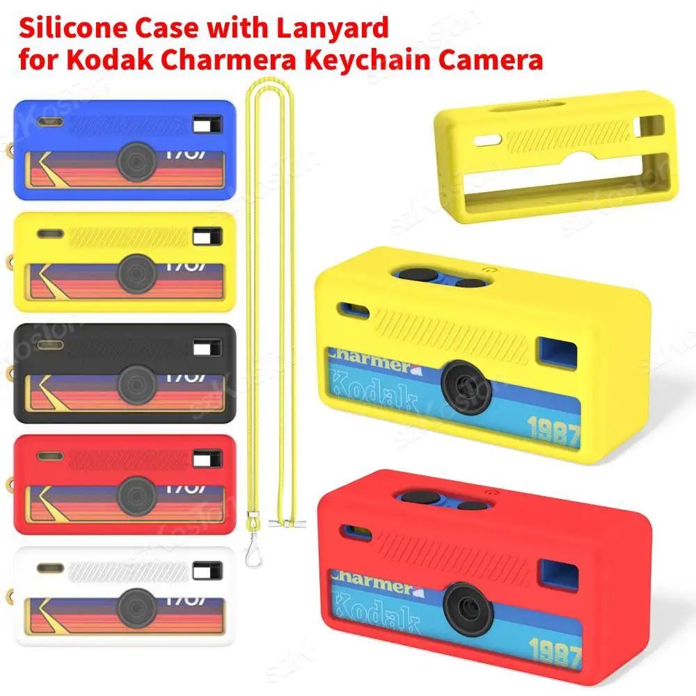 Protection Cover for Kodak Charmera Keychain Camera Scratch-Proof Silicone Protective Case with Lanyard for Mini Keychain Cam