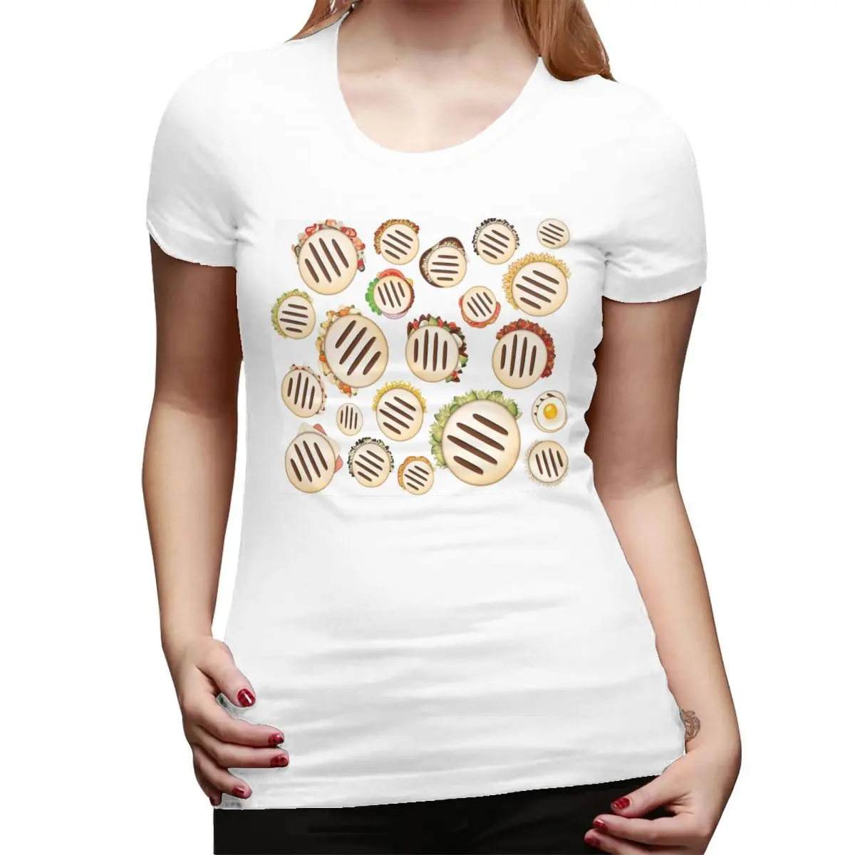 

Arepas Pattern Venezuela T-Shirt for Women O-Neck Streetwear T Shirts Women's Tees Short Summer Clothes Tops