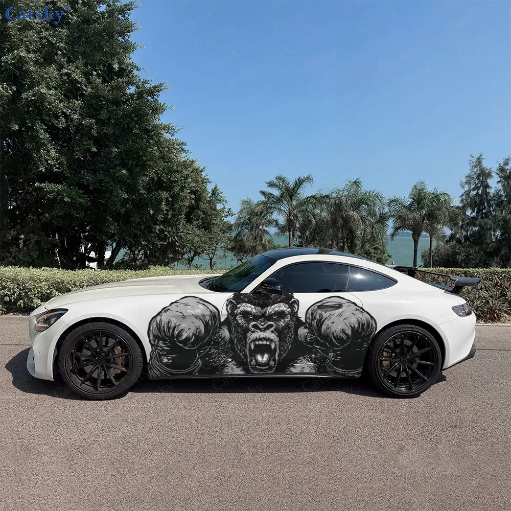 2pcs Dark Gorilla Car Decal Full Body Floral Decoration Covering Scratches Protect Car Decal Waterproof Car Vinyl Wraps