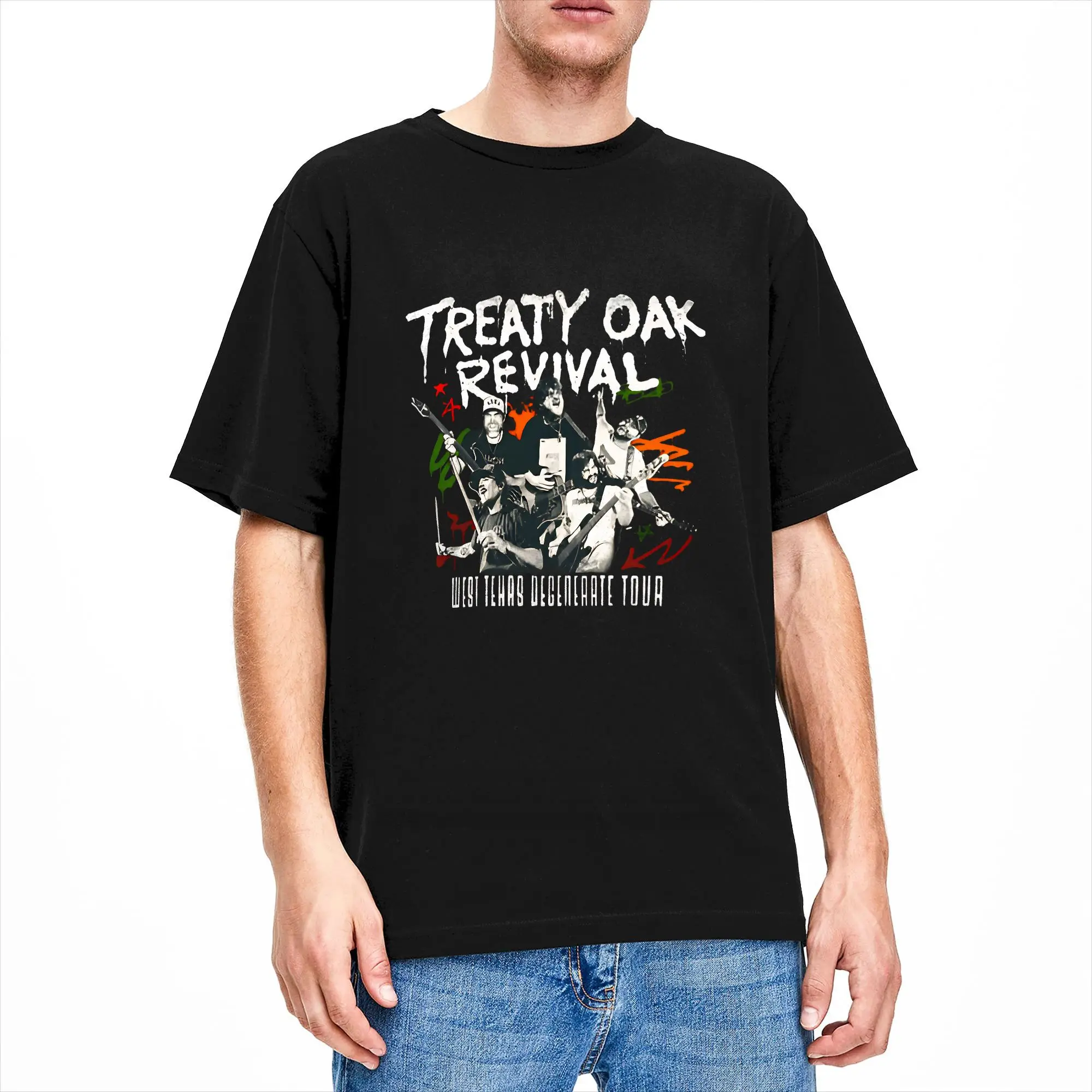 Country Music Band Treaty Oak Revival T Shirt Men Pure Cotton Vintage T-Shirt O Neck  Tees Short Sleeve Clothing Summer
