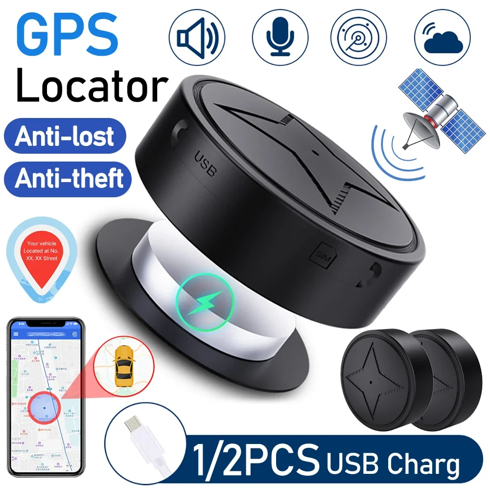 1/2pcs GPS Locator Pets Tracking Device Dog Cat Anti-lost GSM GPS Wireless Locator Strong Magnetic Positioner for Old Men Kids