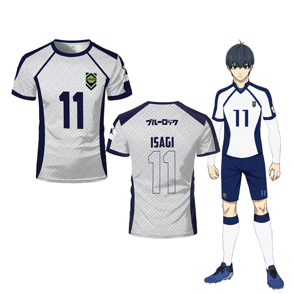 Camisetas de camiseta de fútbol de Anime con cerradura azul para hombre, camisetas deportivas a la moda para mujer, pantalón corto informal para niños, novedad de verano 2024