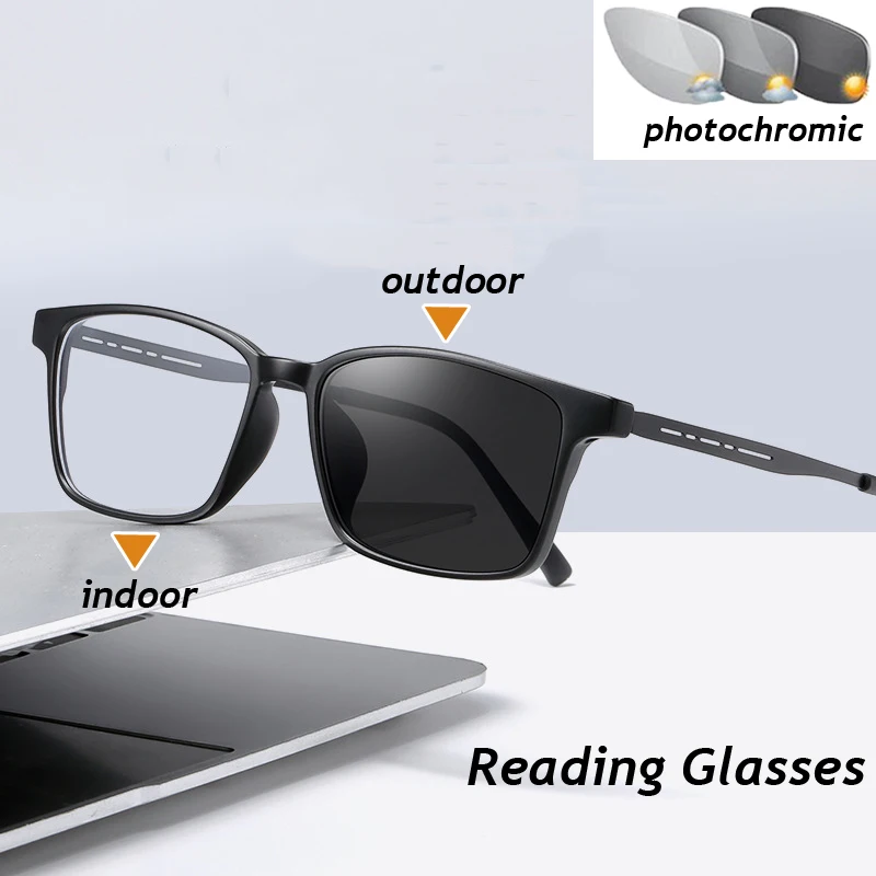 Luxury Color Changing Presbyopic Glasses Women Men Vintage Square Reading Glasses Finished Prescription Eyewear Diopter To +4.0