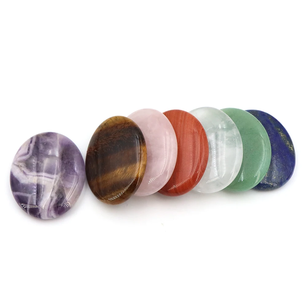 Oval Natural Stone Worry Stone 35x45mm Healing Crystal Thumb Stone Stress Relief Chakra Balancing Pocket for Yoga Meditation Gif view 2
