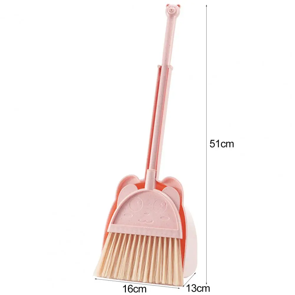 1 Set Mini Children Broom Dustpan Cartoon Bristles Little Housekeeping Helper Kids Pretend Play Toddlers Floor Sweeping Tool Kit