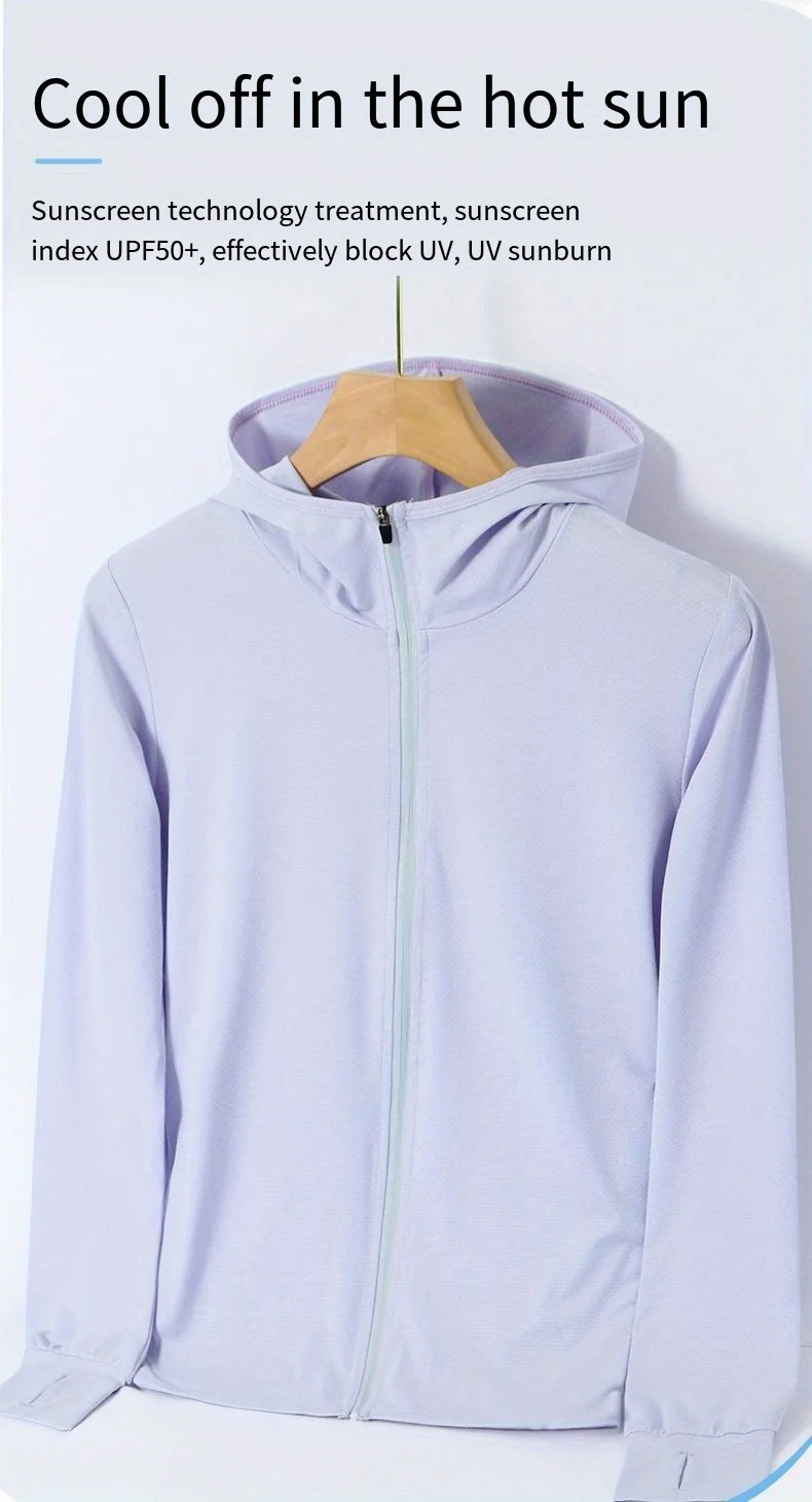 Summer Thin Ice Silk UV Women's Sunscreen Swimwear Jacket Front Zip UPF 50+ Fishing Clothing Couple Sunwear