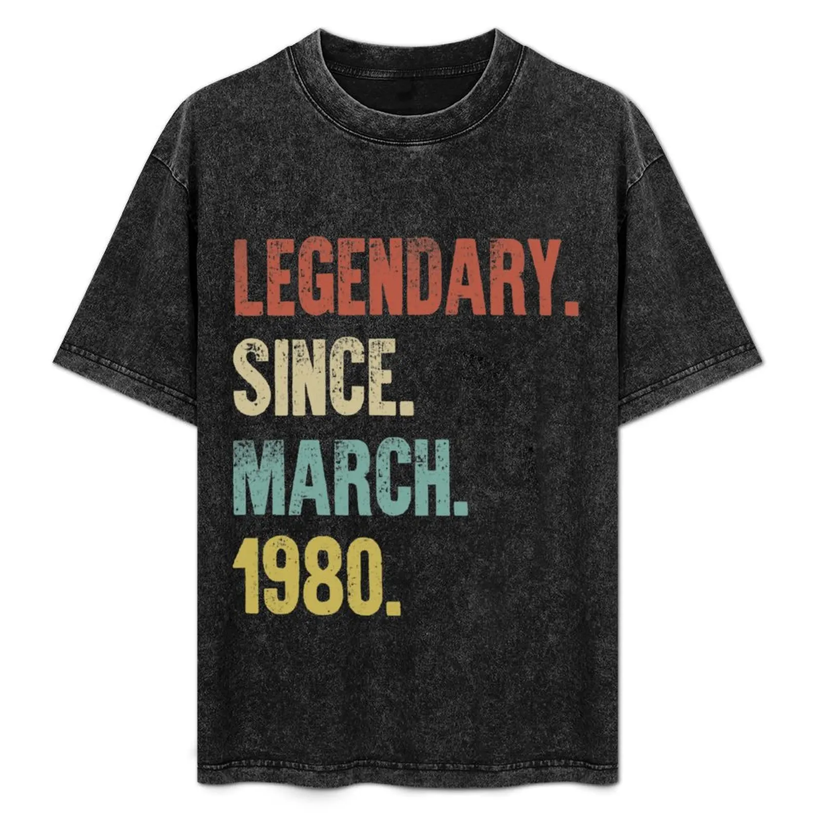

Retro Vintage 40th Birthday Legendary Since March 1980 T-Shirt Casual Graphic Print Tee