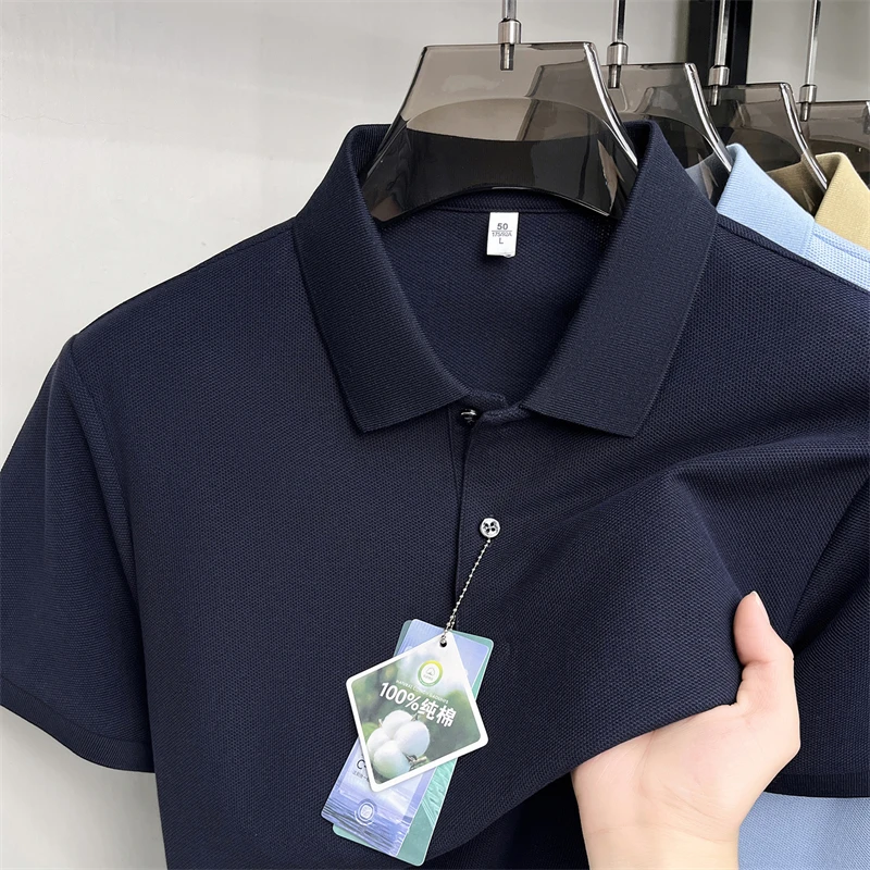 

2026 New Short Sleeved T-shirt Men's Business Collar Polo Shirt Loose Half Sleeved Top