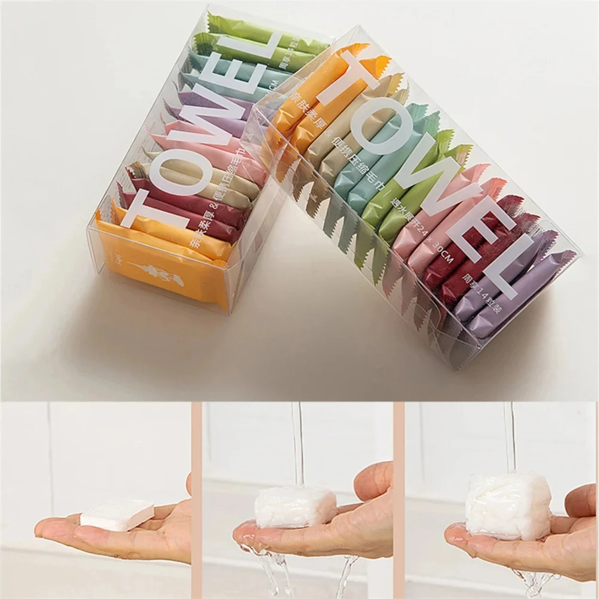 14pcs/box ,Face Cleansing Thickened Compressed Beauty Square Towel, Portable Travel Towel Disposable Washcloth