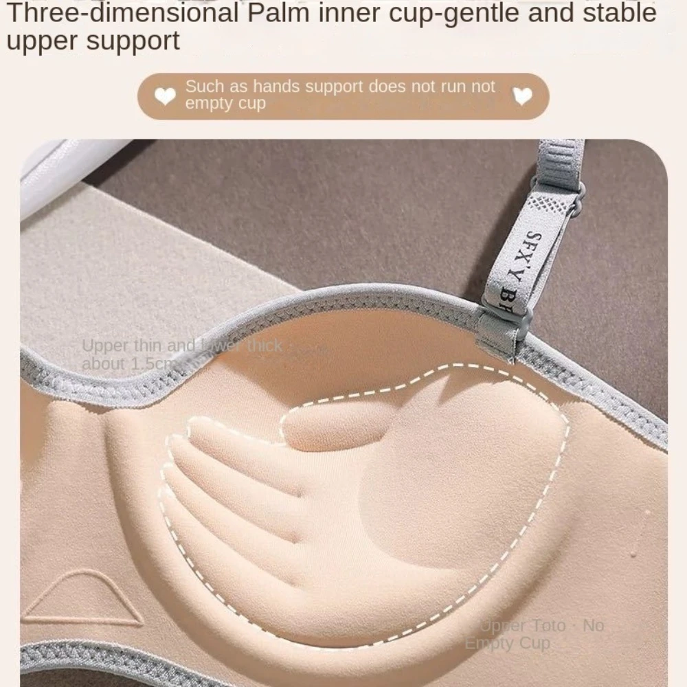 Sutiã em v profundo sem fio com letras em inglês, roupa íntima push up anti-flacidez, sem rastros, seios reunidos, sem costura