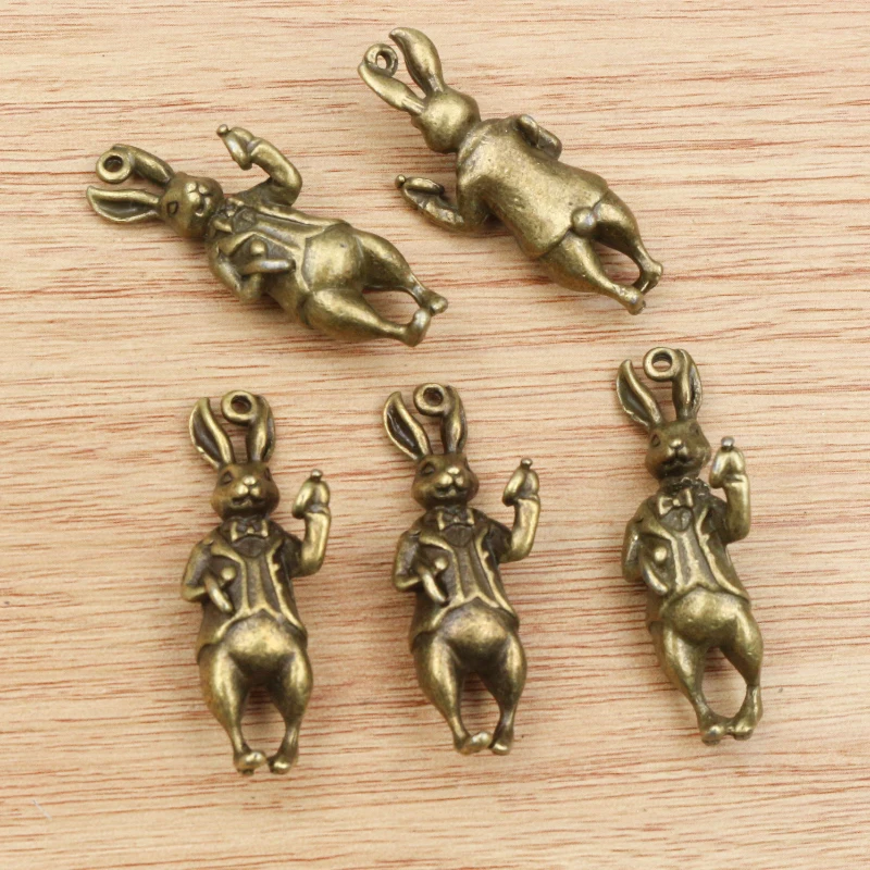 3pcs 37x14mm Antique Bronze and Antique Silver Plated Rabbit Handmade Charms Pendant:DIY for bracelet necklace