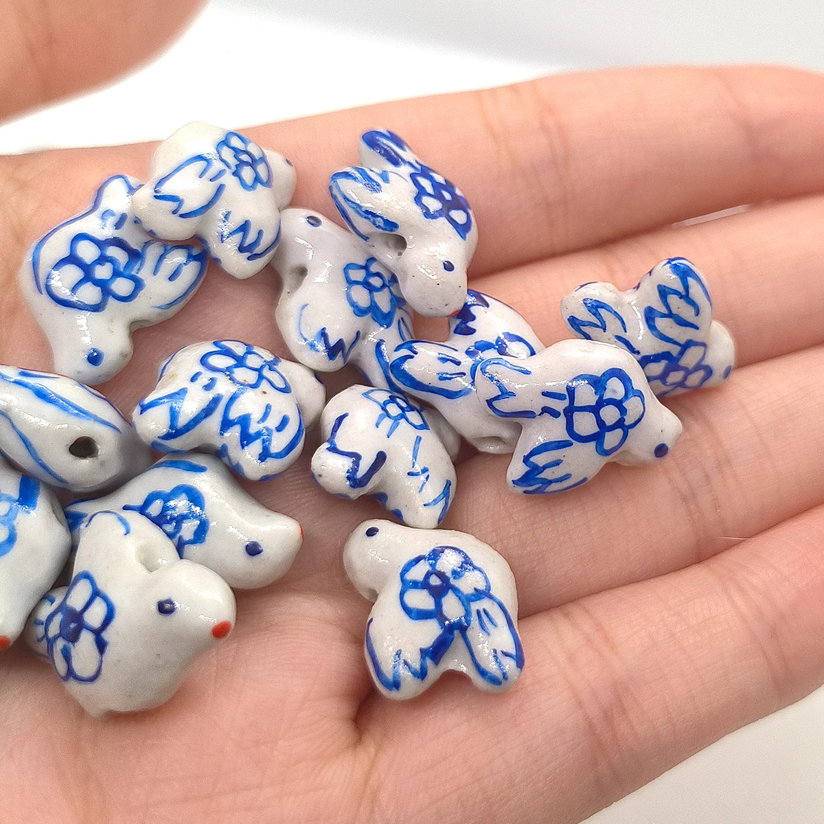 14 مللي متر 5 قطعة خرزة سيراميك حمامة زرقاء وبيضاء ، حلية حمامة عتيقة لصنع المجوهرات بنفسك ، هدية على الطراز الصيني القديم #3