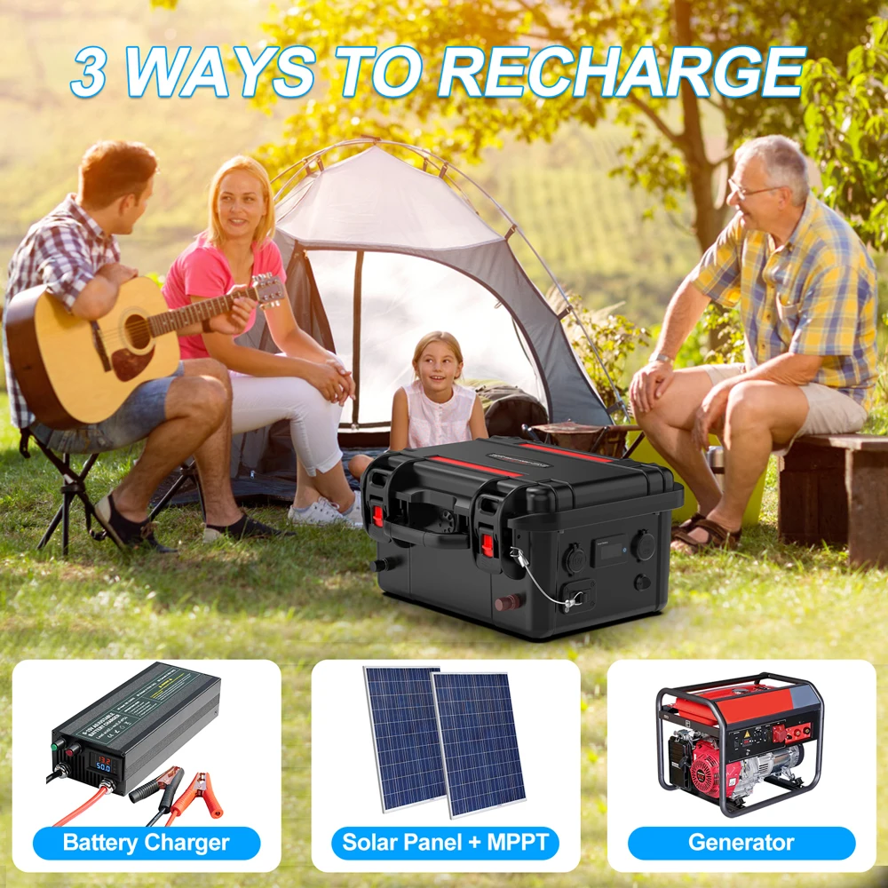 12V LiFePO4 Battery Portable Power Station 100AH 120AH Rechargeable Battery Packs with BMS for Outdoor Camping Motor Backup RV