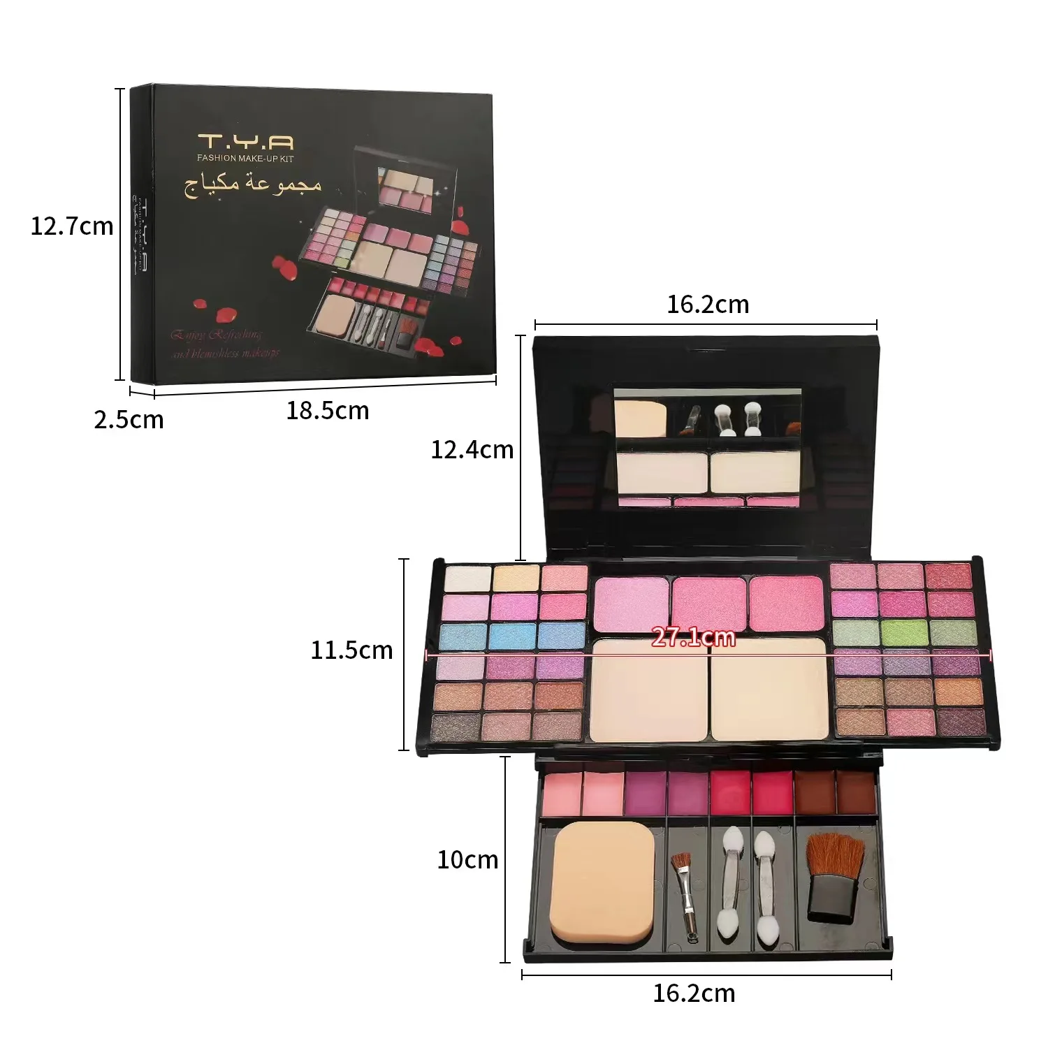 Mode 49 Farbe Lidschatten Palette Set Make-up Set komplettes Kit 36 Lidschatten 8 Lip gloss 3 Rouge 2 Power mit Make-up Pinsel Puff